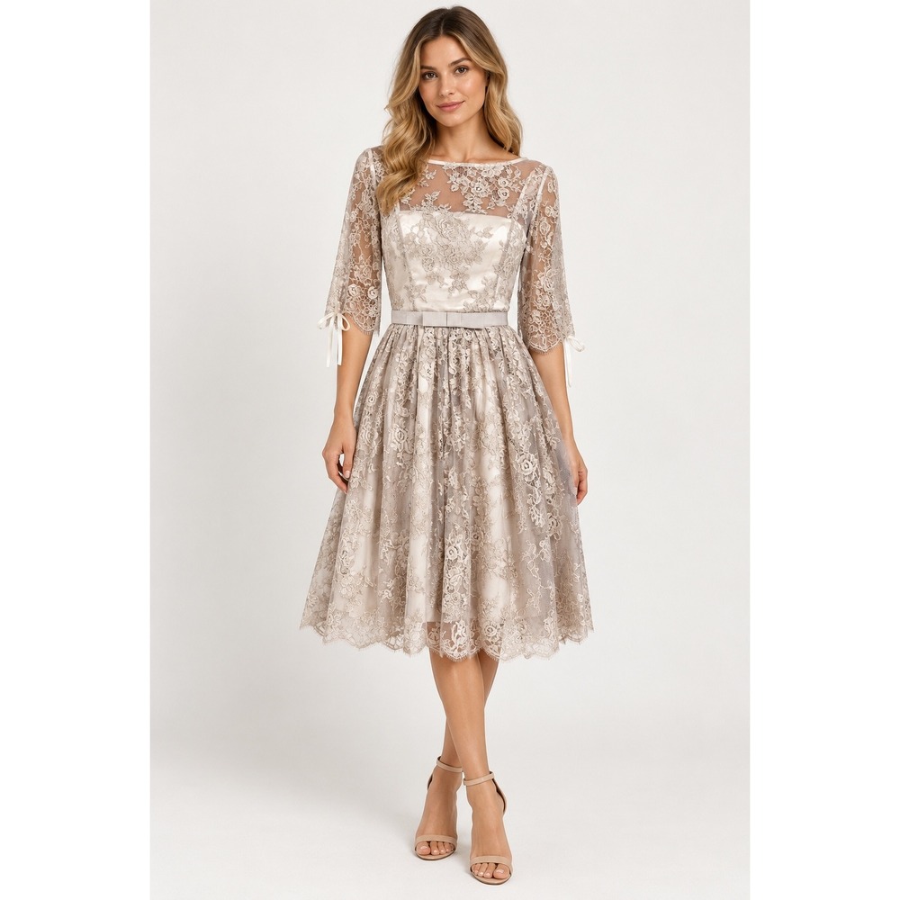 BHLDN Quillaree Dress Tea Rose Lace Ivory size 2